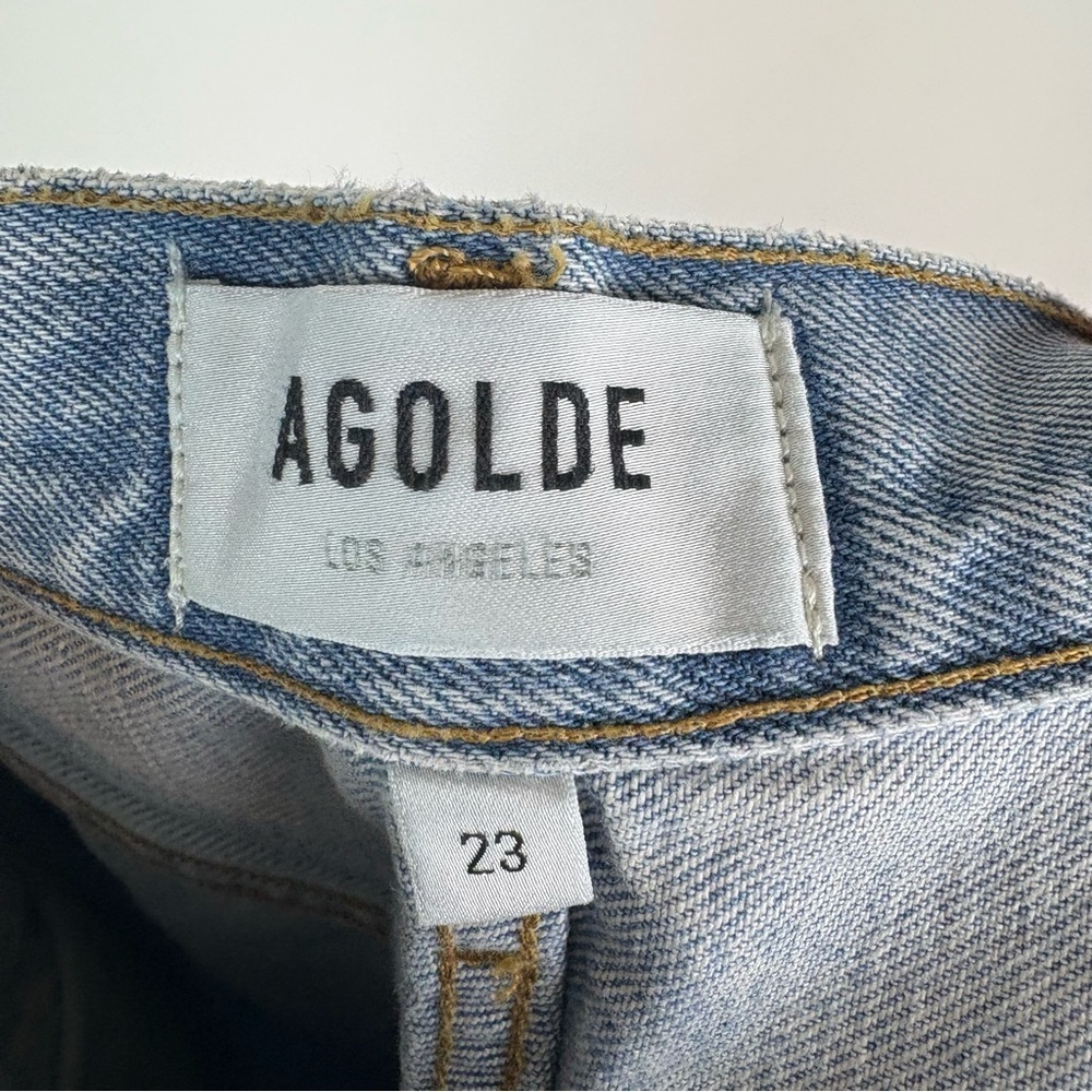 Agolde 90s Jean Button Fly Jeans Size 23 Distressed Straight Leg Cotton Blue - Picture 6 of 8